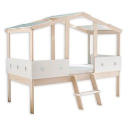 Stella Trading CORTINO Maison 90 x 200 cm – Lit pour Enfant Fonctionnel en pin Massif Blanc, Bois d'ingénierie, 131 x 165 x 216 cm