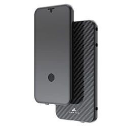 Black Rock – fodral 360 graders glasfodral äkta karbon passar Samsung Galaxy S23 Ultra I Cover, magnetstängning (transparent med svart ram)