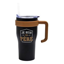 THE CONCEPT FACTORY, KA0618, elegante taza de transporte de 60 cl, aislamiento térmico, diseño moderno, ideal para café, té, batidos, fácil de limpiar, negro. Tamaño: 60 cl, color: negro