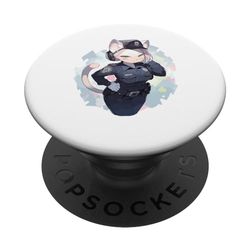 Disfraz de anime de gato de policía PopSockets PopGrip Adhesivo