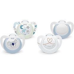 NUK Star Baby Dummy | 0-6 meses | Chupetes de día y noche | Silicona sin BPA | Koala azul | 2 unidades & Star Baby Dummy | 0-6 meses | Chupetes de silicona sin BPA | Azul | 2 unidades