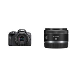 Canon EOS R100 + RF-S 18-45mm F4.5-6.3 IS STM (24.1MP APS-C Mirrorless Camera, Dual Pixel CMOS AF, 4K Video) + Canon obiettivo RF 50mm f/1.8 STM