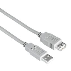 Hama USB-A-kabel - USB A (manden, USB-A 2.0, 480 Mbit/s, 0,5 A, voor PC, notebook, 3 m) grijs