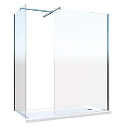 Doppia Parete Doccia Walk-in Con Braccio Di Sostegno Superiore a T Vetro 8 mm Reversibile (78-80 x 78-80 H 200 cm)