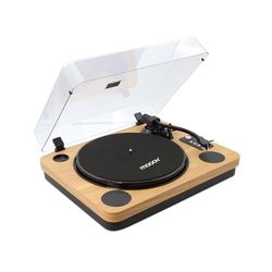 MOOOV 477361 Platino Vinile Bluetooth, Altoparlanti Incorporati, Registrazione USB, Effetto Legno, Compatibile 33/45/78 Giri