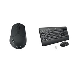 Logitech M720 Triathlon Multi-Device Wireless Mouse, Bluetooth, USB Unifying Receiver, 1000 DPI & MK540 Advanced Wireless Keyboard and Mouse Combo for Windows, 2.4 GHz Unifying USB-Receiver