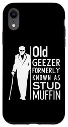 Custodia per iPhone XR Old Geezer Stud Muffin Funny Retirement Festa del papà umorismo