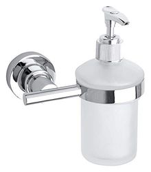 tesa LUUP Dispensador de sabão para parede, montagem sem furos, alta força de fixação com tecnologia Power. Kit - Capacidade 175 ml, cristal acetinado - cromado