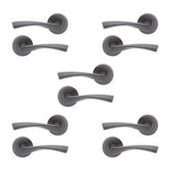 Set di 5 maniglie interne a molle intrecciate resistenti su rose in metallo grigio fucile - Infinity Decor