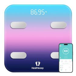 Báscula de grasa corporal, báscula conectada WiFi y Bluetooth Báscula personal de pantalla grande con 13 aplicaciones de análisis de composición corporal incluidas Capacidad 180 kg/400 lb, 31x31 cm