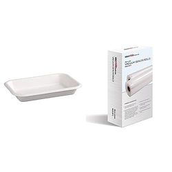 Fiesta Green Compostable Bagasse Food Trays 12oz (Pack of 50), FC528 & SousVideTools [SVT-07002] Vacuum Sealer Rolls, Clear (28 cm x 6 m)