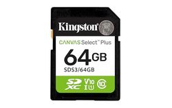 Kingston Canvas Select Plus SD Memory Card 64GB SDXC Gen3 100MB/s C10 UHS-I U1 V10 - SDS3/64GB