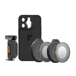 PolarPro – LiteChaser iPhone 14 Pro Max – filmskapande kit – inkl. iPhone 14 Pro Max skal – LiteChaser iPhone 14 Grip – VND 3-5 filter – CP-filter – för mobila innehållsskapare