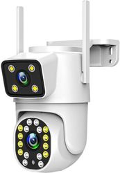 Technaxx TX-328, telecamera IP WiFi per esterni con doppia lente 2MP+2MP – rotazione/inclinazione 270°/90°, visione notturna a colori, audio bidirezionale, rilevamento e tracciamento del movimento