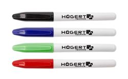 Högert Technik - Permanent Marker Set of 4 - Mix - Marker Set Available in 4 Colours - Waterproof Pen for Glass, Metal, Wood & Co