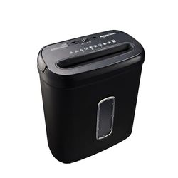 Amazon Basics Dokumentförstörare med tvärskärning av 8 pappersark, CD-skivor och kreditkort (ny modell, svart)