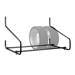 Relaxdays Soporte Ruedas Pared, para Colgar 4 Llantas, Almacenaje Neumáticos, Telescópico, hasta 80 kg, Acero, Negro, 67 x 117,5 x 74 cm
