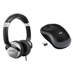 Numark HF125 - Ultra-Portable Professional DJ Headphones with 6 ft Cable, 40 mm Drivers & Logitech M185 Wireless Mouse, 2.4GHz with USB Mini Receiver, 12-Month Battery Life