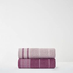 GC GAVENO CAVAILIA 2 Piece 100% Pure Cotton 550 GSM Dalby Hand Towel Set, Premium Quality Soft Comfortable Absorbent, Egyptian, Pink, 50x80 Cm