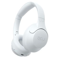 DCU TECNOLOGIC - Écouteurs Bluetooth sans Fil - Charge USB-C - Casques diadème Pliables - Suppression numérique du Bruit 15-20dB - Couleur: Blanc - Tailles : 13,38 x 12,82 x 9,97 cm