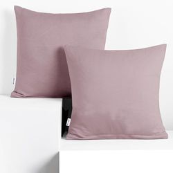 DecoKing Lot de 2 taies d'oreiller 40 x 40 cm en en 100% Coton Peigné Jersey avec Fermeture éclair Vert Ambre
