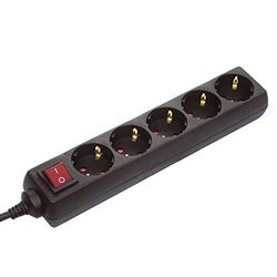 as - Schwabe - Tomada de corrente múltipla com interruptor - tomada múltipla com cabo de 1,4 m - 230 V / 16 A tomada de corrente múltipla com interruptor e proteção de contacto aumentada - preto