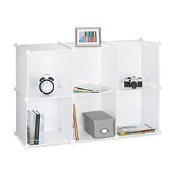 Relaxdays Prateleira modular pequena com 6 compartimentos, branco, 32 x 96 x 156 cm