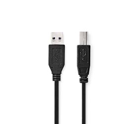 NEDIS USB-kabel - USB 3.2 Gen 1 - USB-A stekker - USB-B stekker - 5 Gbps - Vernikkeld - 2.00 m - Rond - PVC - Zwart - Box