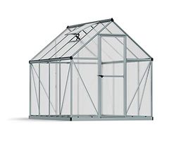CANOPIA Palram Mythos Serre de Jardin– Polycarbonate Protégé Contre Le Solaire et Cadre en Aluminium, Base Inclue - Argent