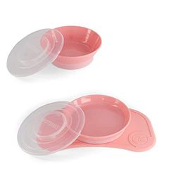 Twistshake Baby Servies Set Mini + Kommetje | Zuigbord + Placemat (31x17cm) + Kommetje | BPA Vrij | Voedings Training Bord | Roos