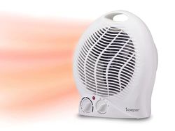 BEPER P203TER202 Ventilatorkachel, 2000W, 2 Selecteerbare vermogens, Compacte Ventilatorkachel met Instelbare Thermostaat, Eco-modus en Automatische Uitschakeling, Wit