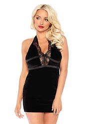 Leg Avenue Velvet Backless Halter Dress, Black, XL