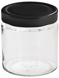 Einkochwelt 79203 Lot de 12 bocaux à confiture à bord haut avec couvercle noir Capacité 220 ml Bocaux à confiture refermables Couvercle 66 mm