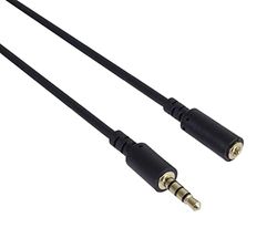 PremiumCord Jack kabel 3,5 mm 4-polig, voor audio- en spraakoverdracht, maakt het gebruik van een microfoon mogelijk, Aux headset audio verlengkabel, M/F, lengte 3 m