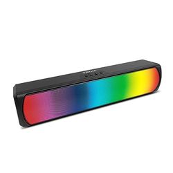 KROM K-Pop - Barre de Son 2x3 RMS, Son stéréo, Bluetooth, Emplacement pour Carte TF, LED RGB, USB, Prise auxiliaire 3,5 mm, Dimensions 280 x 59 x 60 mm, Couleur Noire
