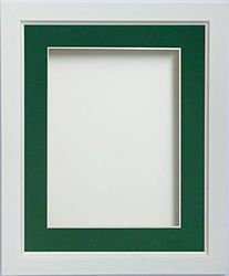 Frame Company Ainsworth Range White 14x11 inch Picture Photo Frame with Bottle Green Mount for Image A4 * Choice of Sizes* Fitted with Real Glass