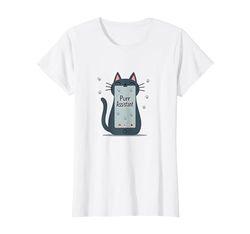 Asistente de ronroneo: Lindo diseño de teléfono Inteligente de Gato para Amantes de Las Camiseta, Mujer, Blanco, 3XL