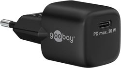 goobay 65403 Cargador Nano rápido USB-C, 20 W PD GAN Tecnología / 1x Puerto USB-C (Power Delivery) / Cargador/alimentador/Cargador para Dispositivos USB Tipo C/iPhone/iPad/Samsung Galaxy