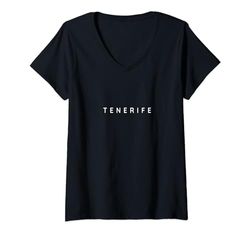 Mujer Souvenirs de Tenerife//Diseño de resort de playa vacacional en Tenerife Camiseta Cuello V