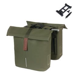 Basil City MIK - Borsa doppia 28-32L, impermeabile, con piastra adattatore MIK bloccabile, ideale per città e pendolari