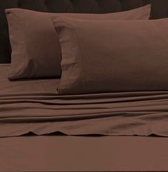 Tribeca Living King Lyxig platt platt lakan i solid flanell, choklad