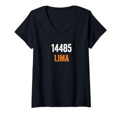 Mujer 14485 Lima Código Postal, mudándose a 14485 Lima Camiseta Cuello V