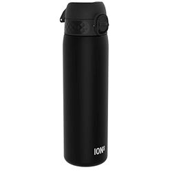 Ion8 Waterfles, 500 ml/18 oz, Lekvrij, Makkelijk te Openen, Veilige Vergrendeling, Vaatwasserbestendig, BPA-vrij, Draaghendel, Past in Bekerhouders, Makkelijk Schoon, Geurvrij, Zwart