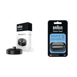 Braun Shaver Charging Stand for Series 5, 6 and 7 Electric Shavers & Series 5 Electric Shaver Replacement Head, Easily Attach Your New Shaver Head, 53B, Black