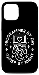 Carcasa para iPhone 14 Pro Programador por día Gamer By Night Console Gaming Coding Geek