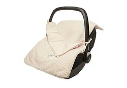 Jollein Voetenzak Boucle Naturel - Teddy - Voor Baby Autostoeltje Groep 0+ en Kinderwagen - Voor 3-Punts en 5-Punts Gordel - Crème