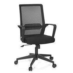 hjh OFFICE Preston 732030 Bureaustoel, stof/net, zwart, voor thuis of op kantoor, met lendensteun