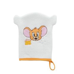 LOONEY TUNES – Gant De Toilette Bébé Jerry –Toilette Enfant Douce - Nettoyage Peau, Visage, Corps - Gant Lavant Brodé – Tom & Jerry– Cadeau Naissance - Lavable, Réutilisable - Produit Officiel