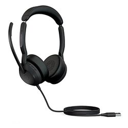 Jabra Evolve2 50 bedrade stereo headset met Jabra Air Comfort-technologie, noise cancelling mics en Active Noise Cancellation - werkt met toonaangevende UC-platforms zoals Zoom en Google Meet - zwart