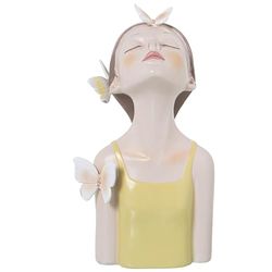 FIGURA RESINA 20CM TORSO CHICAC/MARIPOSAS CAMISETA AMARILLA_11X10X20CM